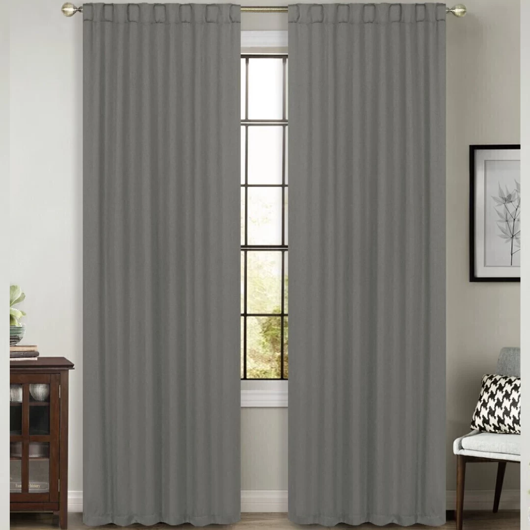 Cortina Blackout Textil 2 paños Color Gris